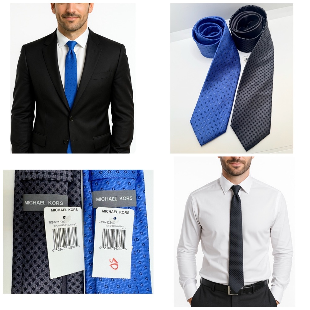 NWT - Michael Kors  Men’s Silk‎ Patterned Bundle Blue Black Necktie